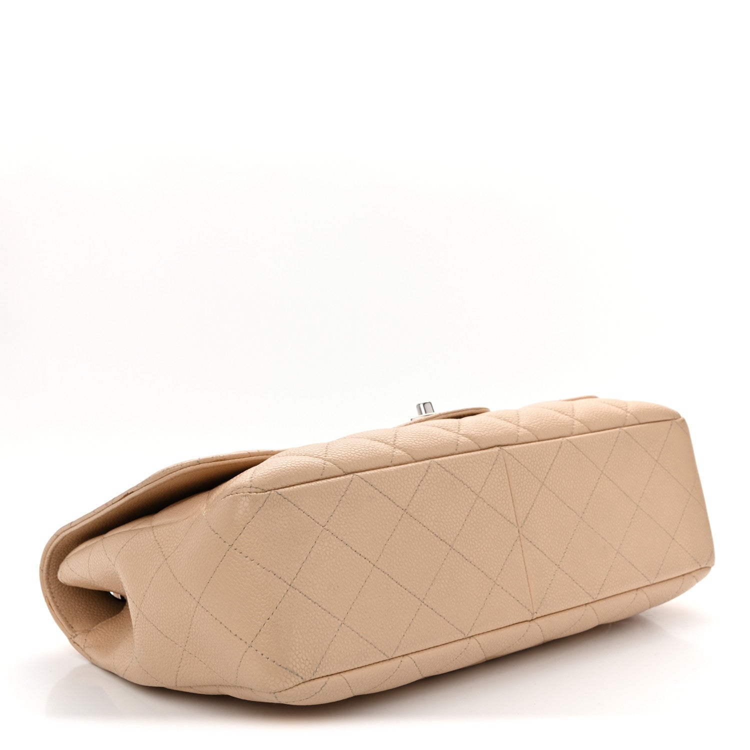 Caviar Quilted Jumbo Single Flap Beige Clair