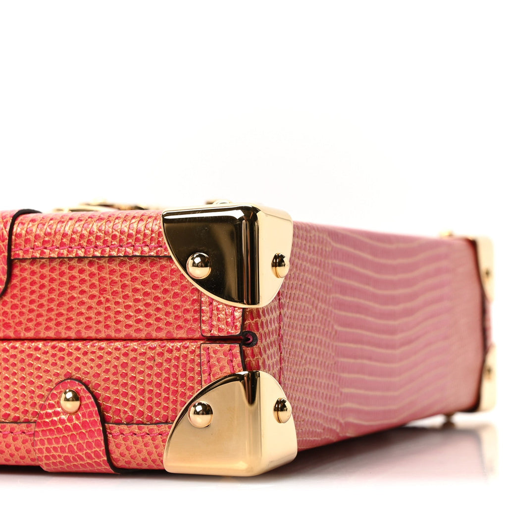 Metalic Lizard Petite Malle Pink