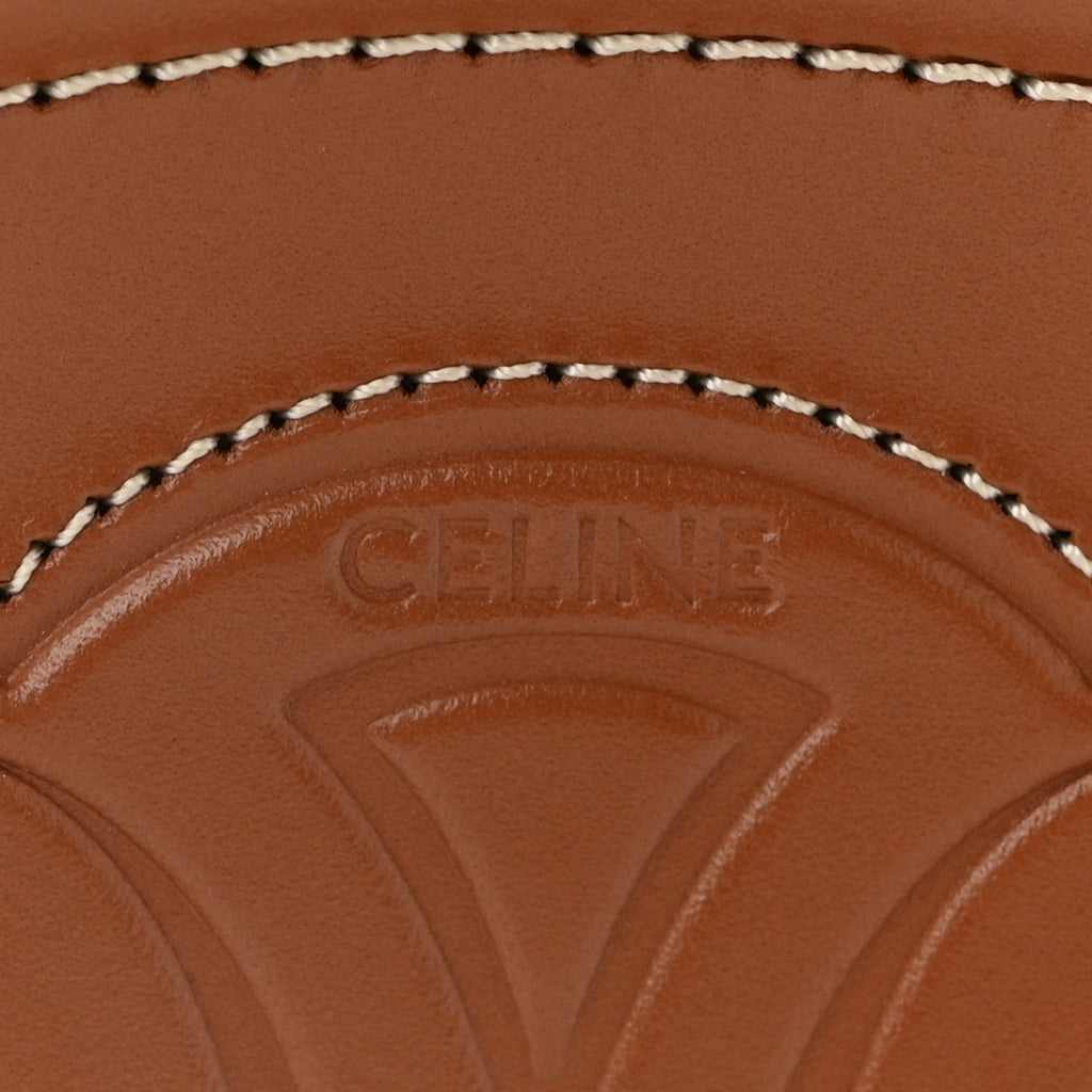 Calfskin Cuir Small Triomphe Oval Crossbody Purse  Tan