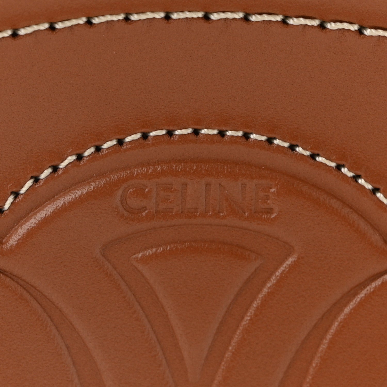 Calfskin Cuir Small Triomphe Oval Crossbody Purse  Tan