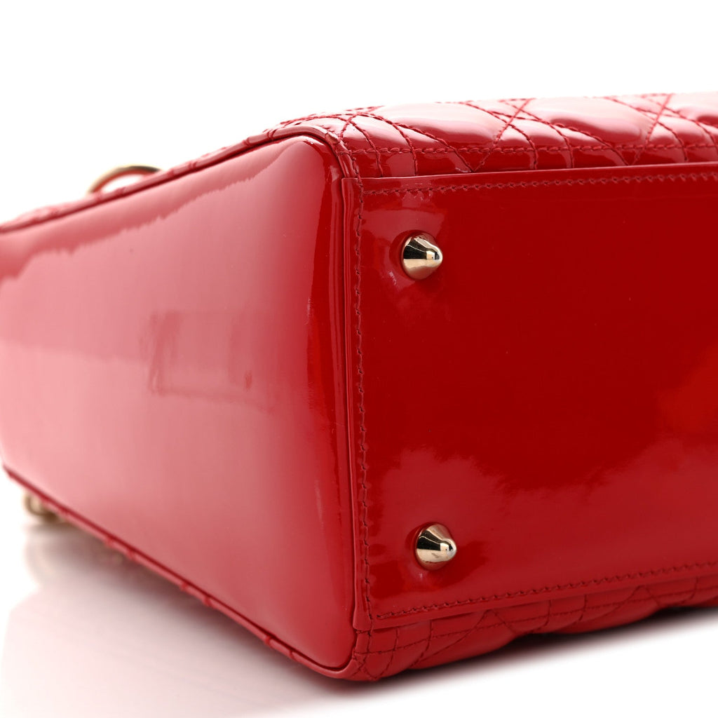 Patent Cannage Medium Lady Dior Red