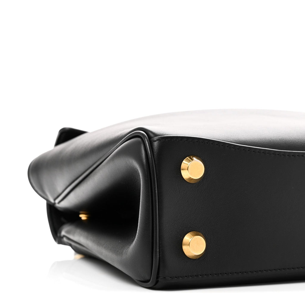 Natural Smooth Calfskin Mini Rodeo Top Handle Handbag Black