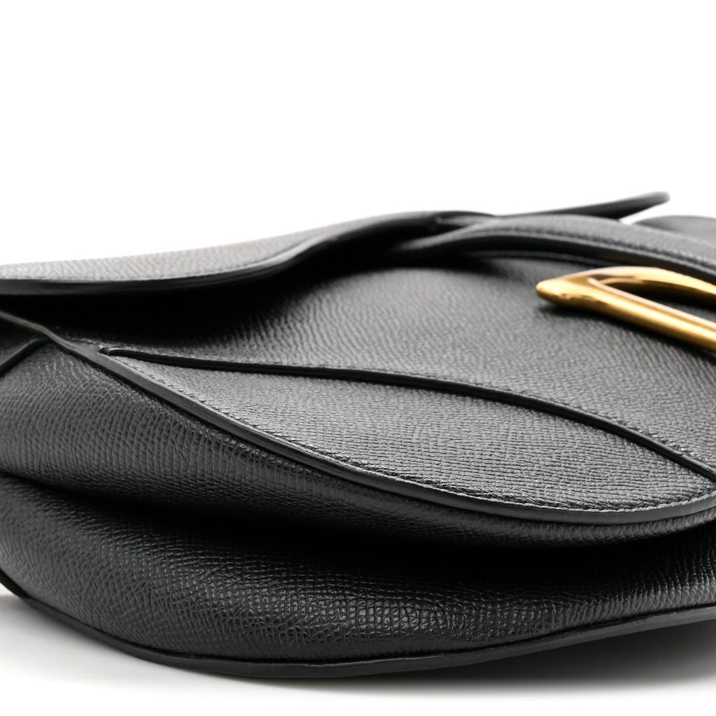 Grained Calfskin Saddle Bag Black