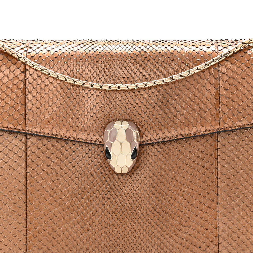 Metallic Snakeskin Serpenti Forever Medium Shoulder Bag Gold
