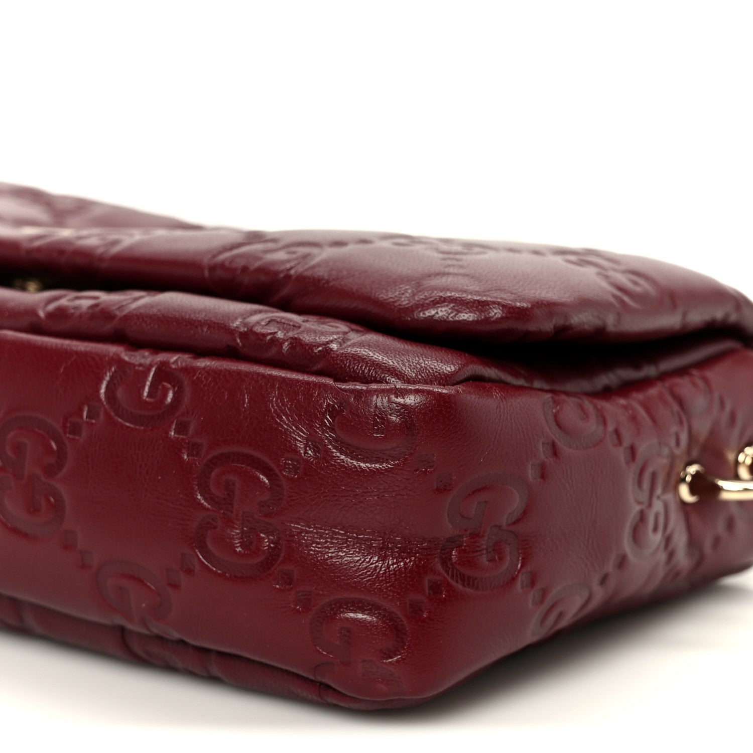 Lambskin Embossed Mini GG Milano Top Handle Shoulder Bag Rosso Ancora