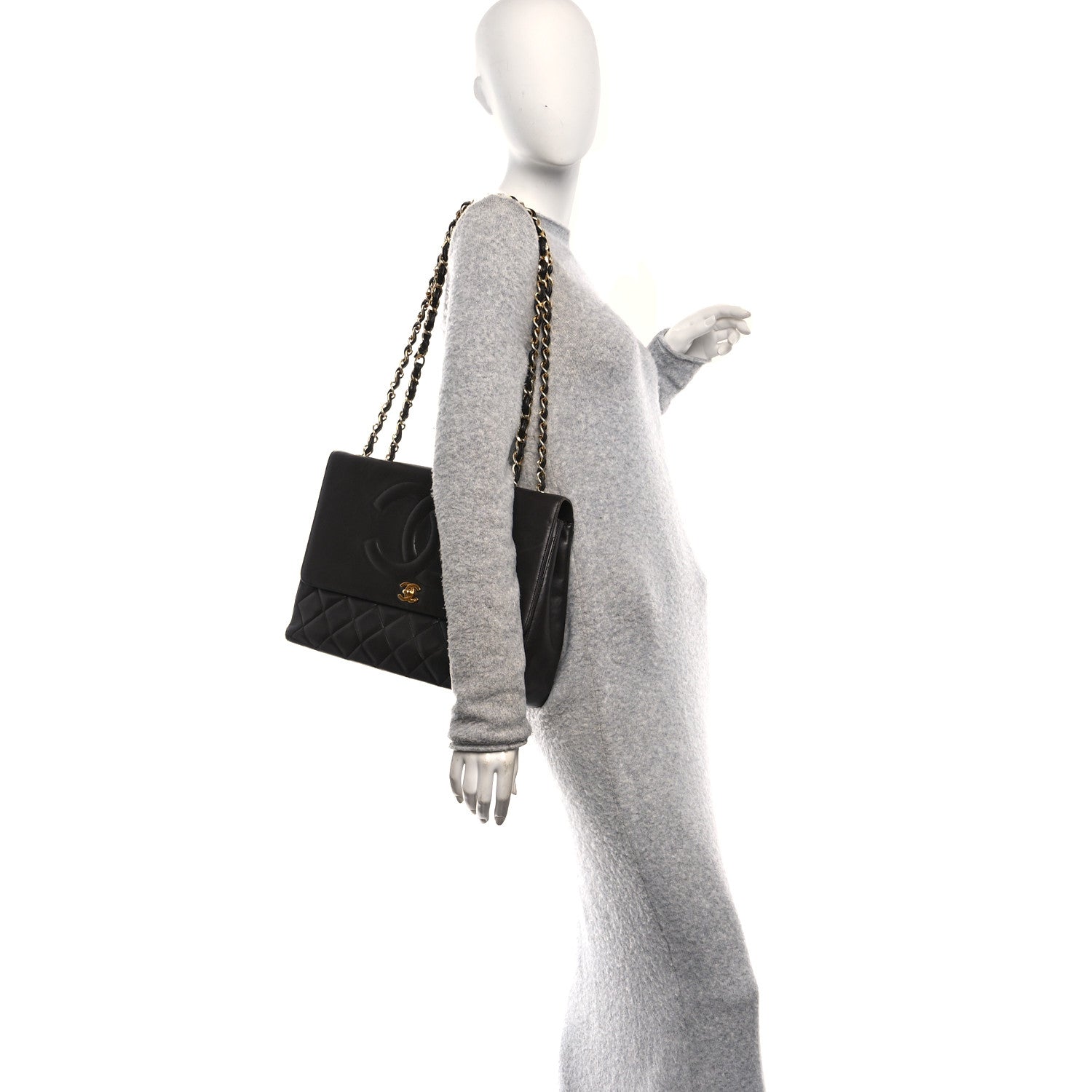 Lambskin Quilted CC Maxi Jumbo Single Flap Brown