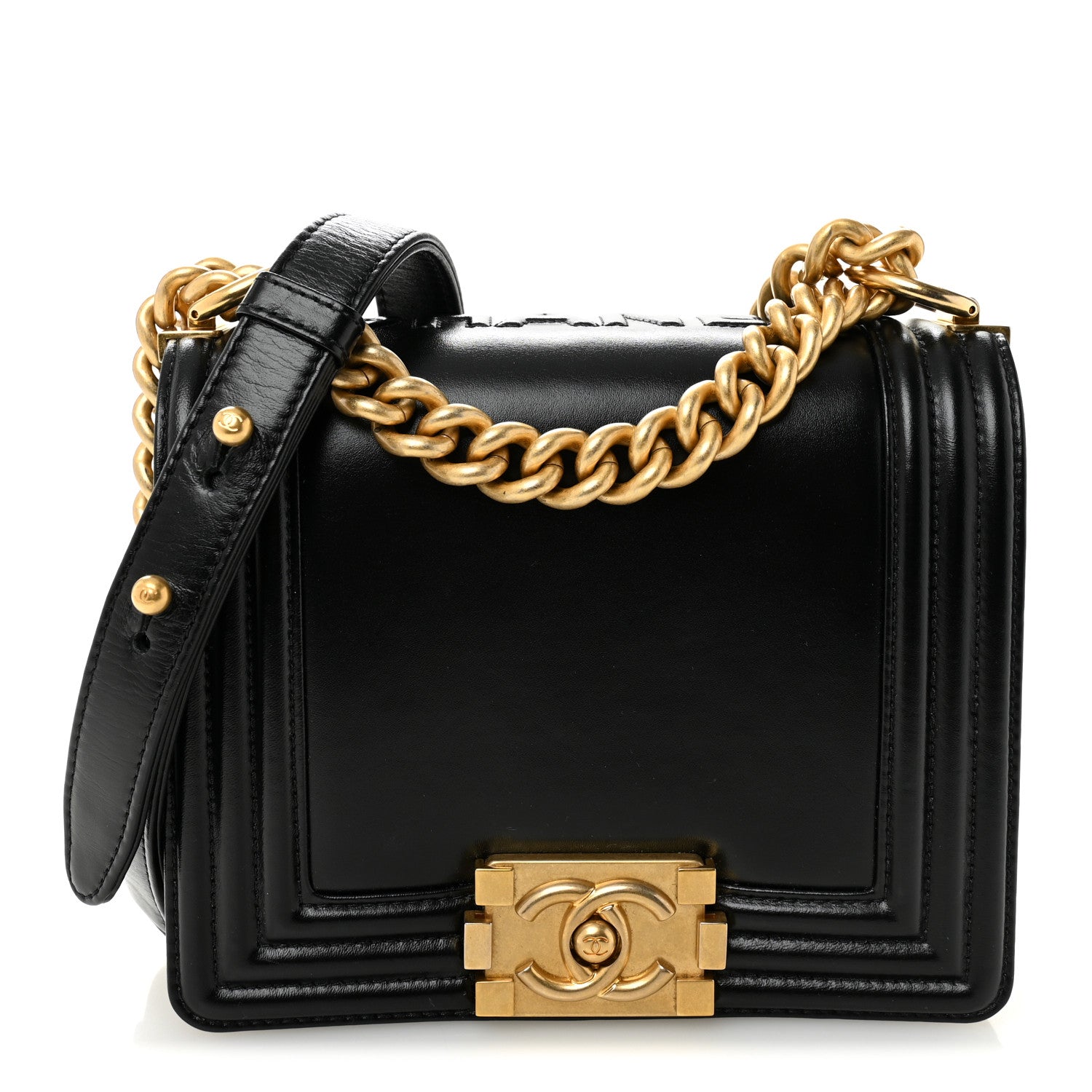 Calfskin Mini Boy Flap Black