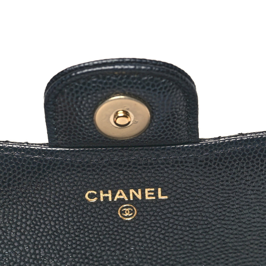 Caviar Quilted Glasses Case With Chain Black