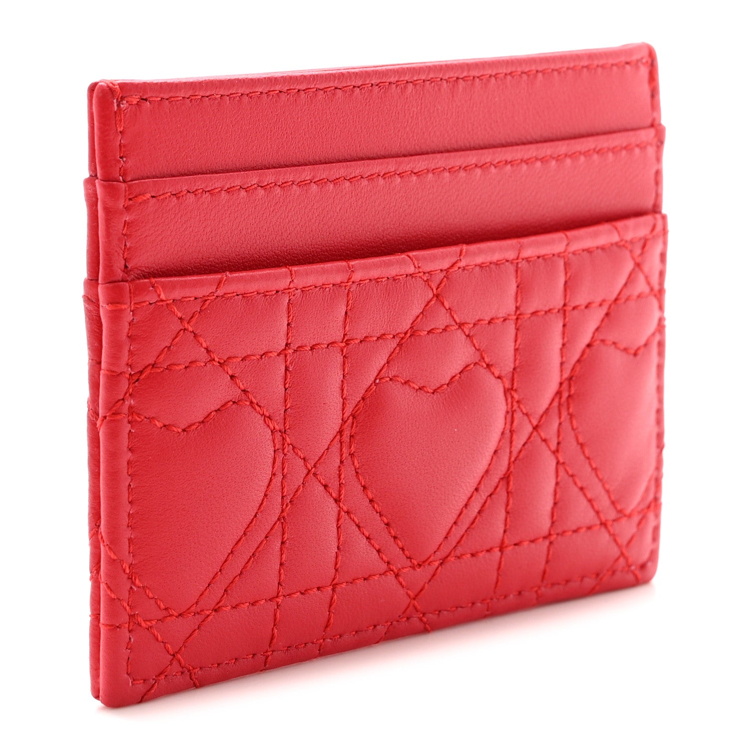 Lambskin Crystal Cannage Dioramour Jolie Freesia  Holder Red