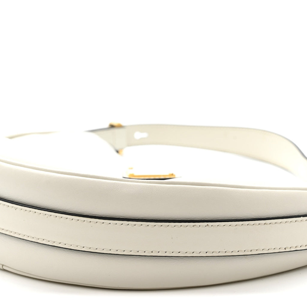 Soft Calfskin Small Arque Shoulder Bag White
