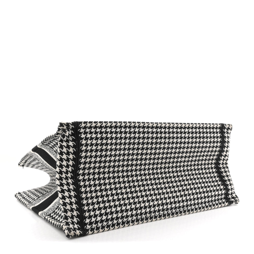 Canvas Houndstooth Embroidered Medium Book  Black White