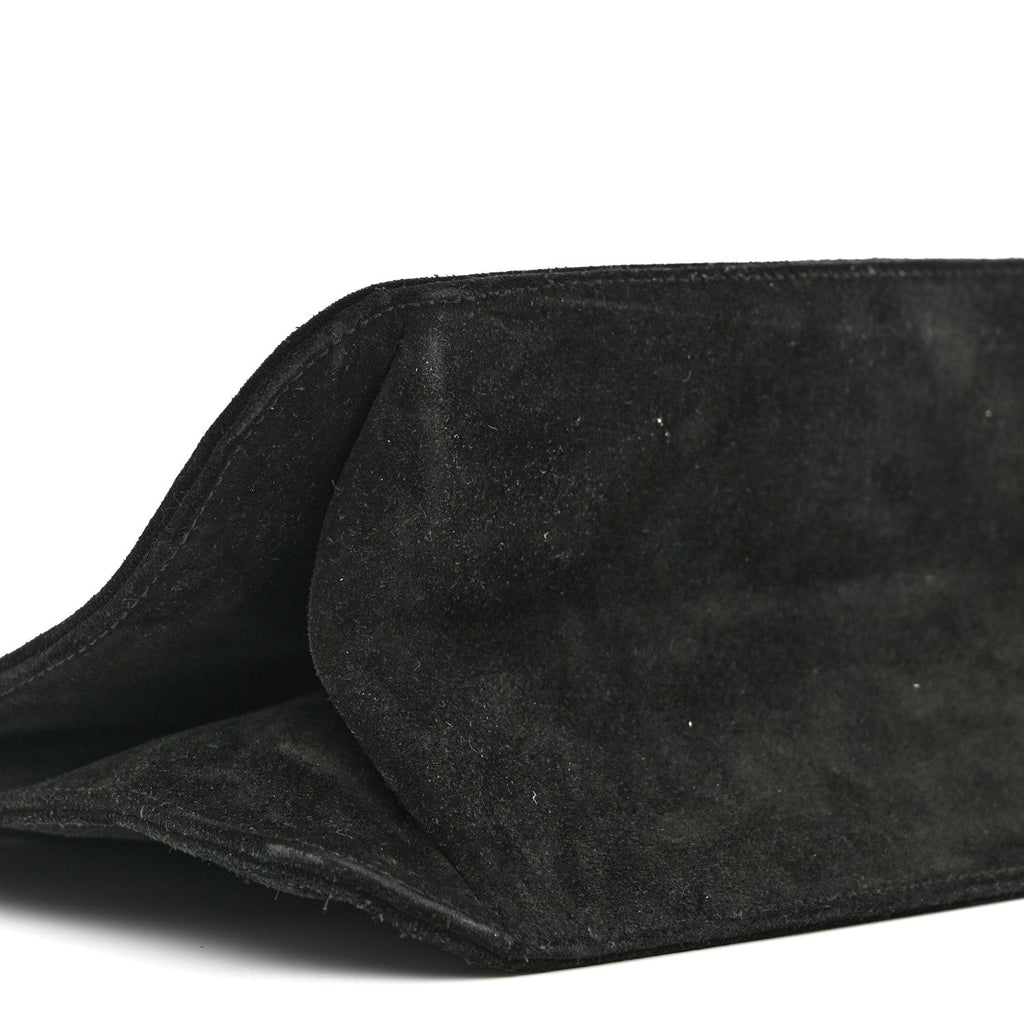 Suede Logo Shoulder Bag Black