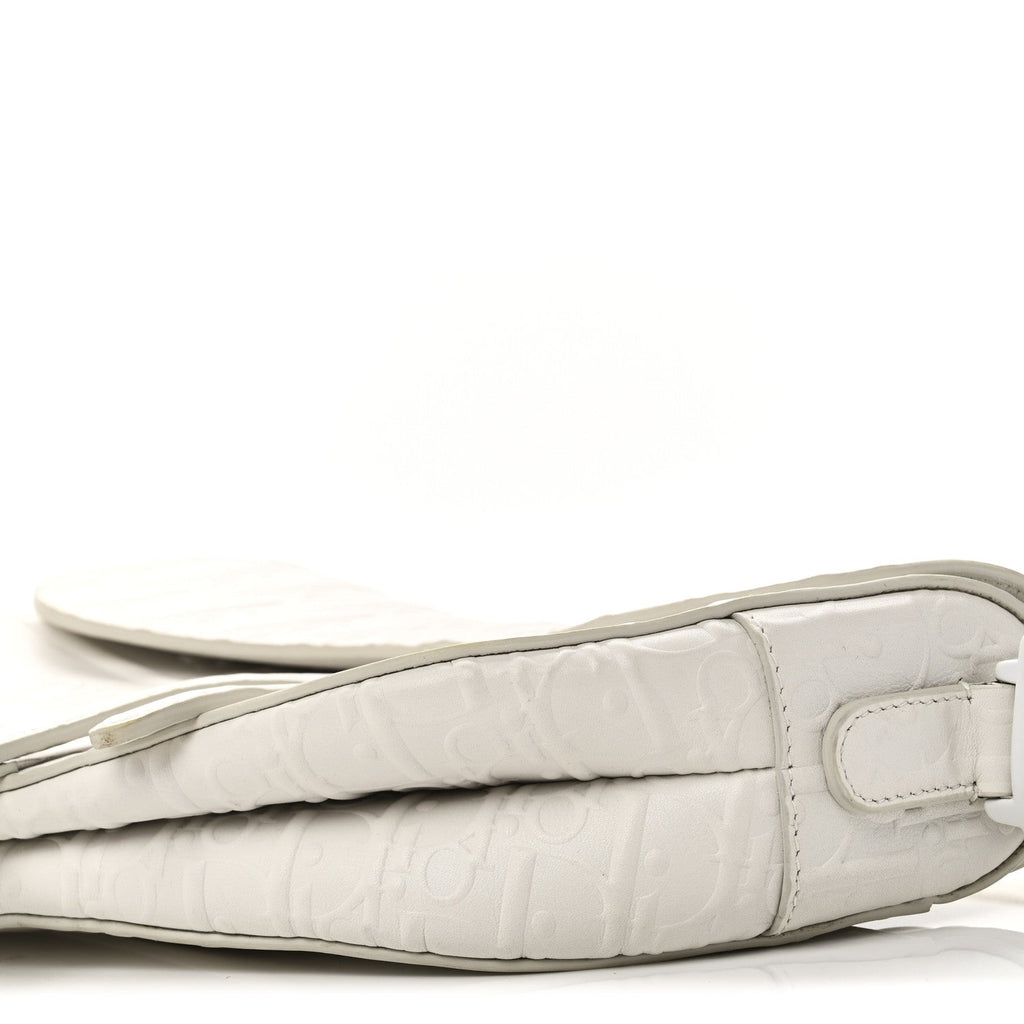 Calfskin Embossed Oblique Saddle Bag White