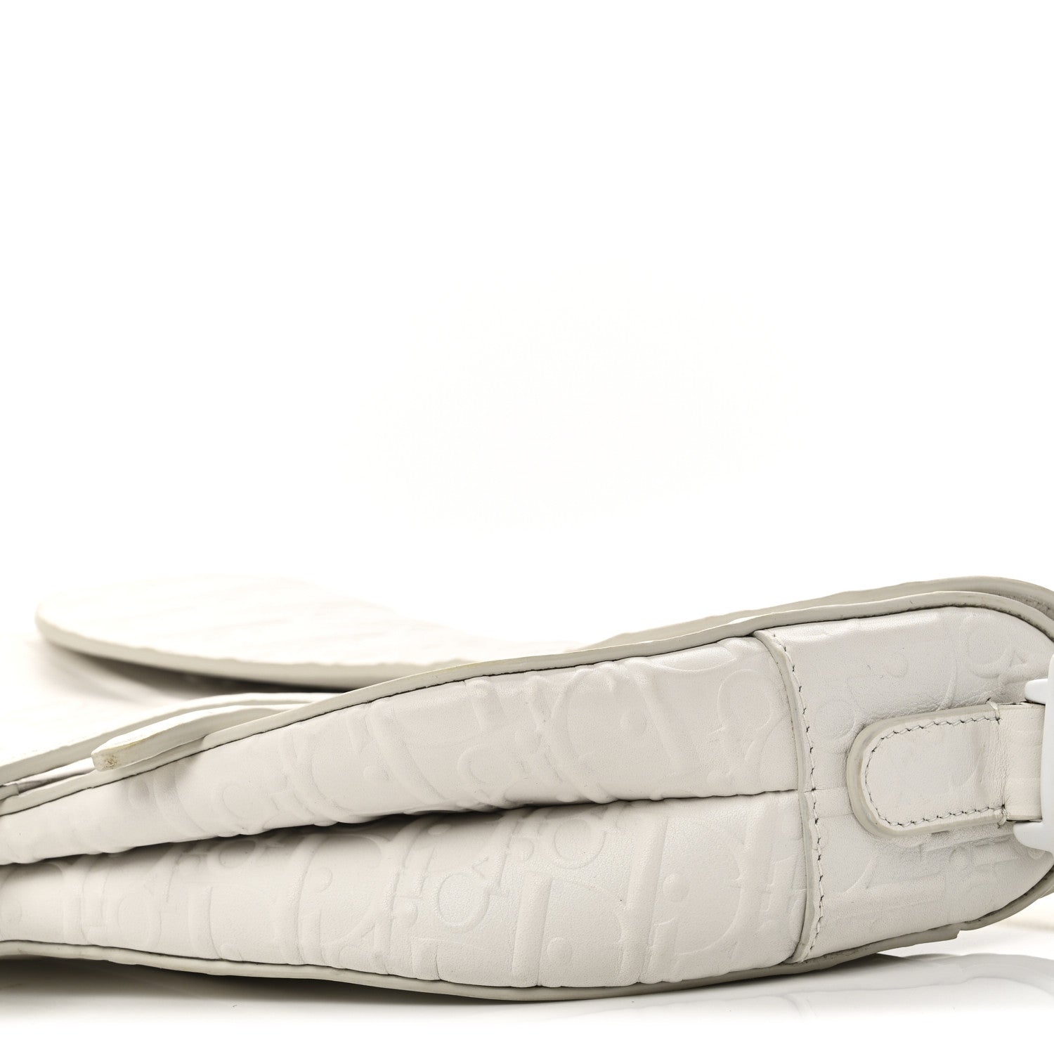 Calfskin Embossed Oblique Saddle Bag White