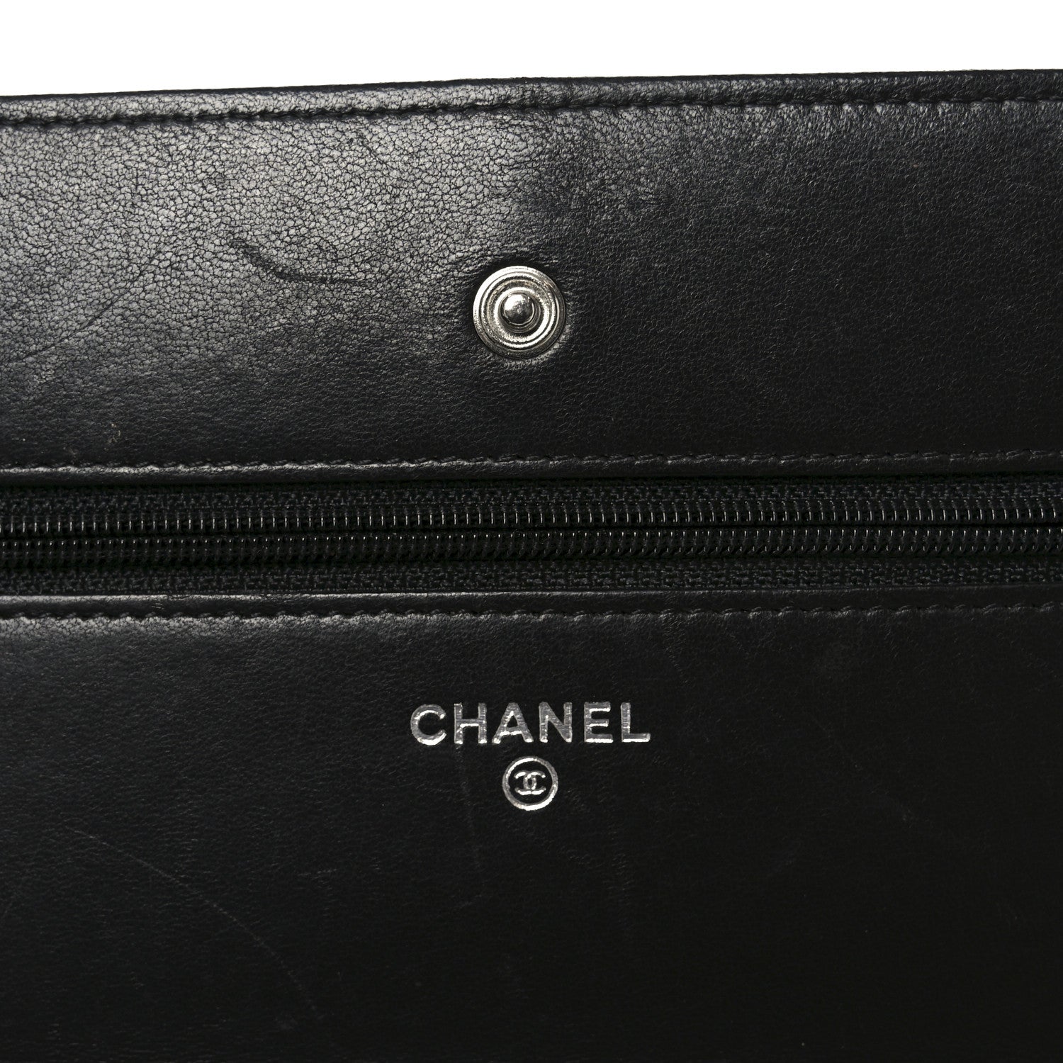 Lambskin Quilted Wallet On Chain WOC Black
