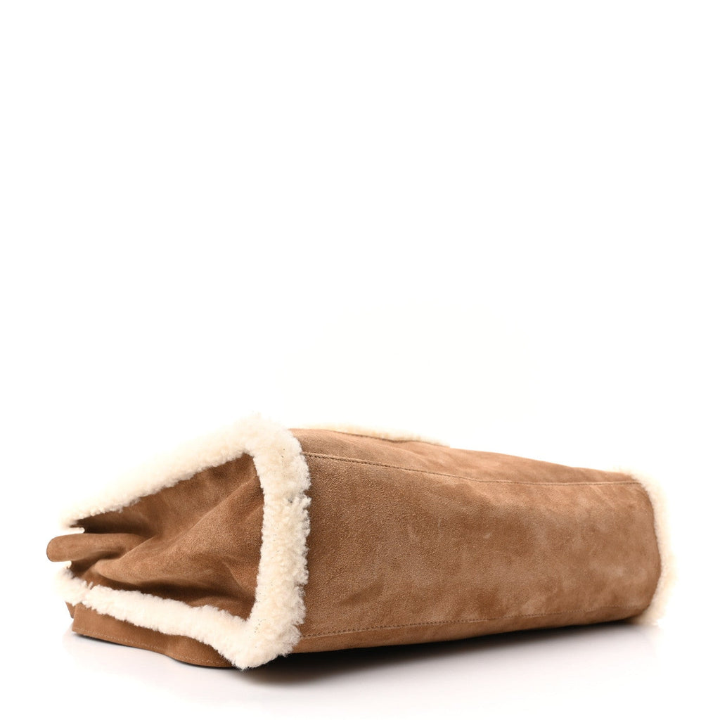X UGG Suede Shearling Medium Shopping Bag Chestnut