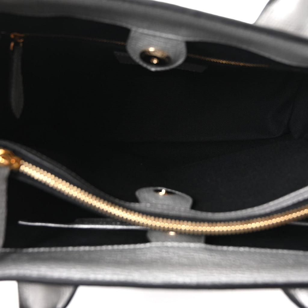 Metallic Grainy Calfskin House Check Medium Banner Tote Silver
