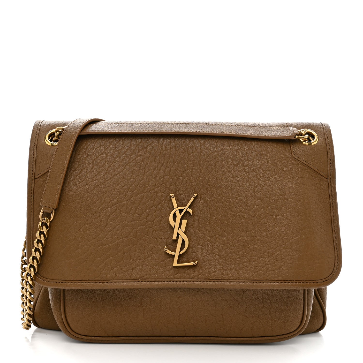 Grained Lambskin Monogram Large Niki Chain Satchel Dark Cork