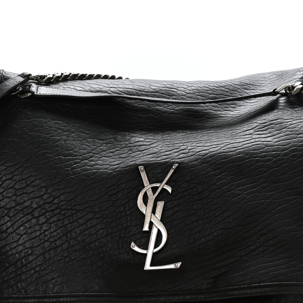 Grained Lambskin Monogram Oversized Niki Chain Satchel Black