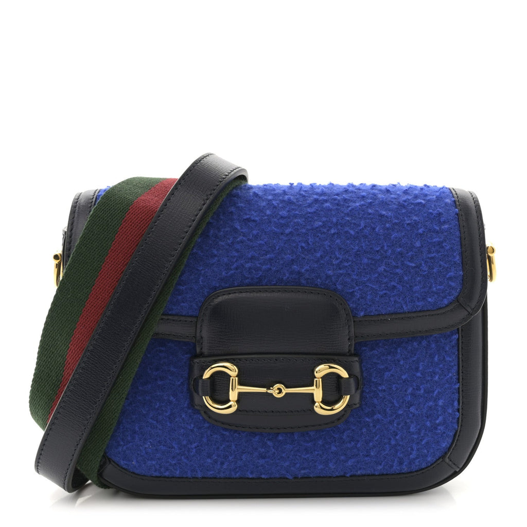 Casy Wool Azalea Calfskin Mini Horsebit 1955 Shoulder Bag Blue China