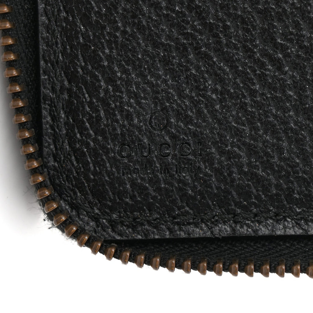 Dollar Calfskin Bee Star Zip Around Wallet Black