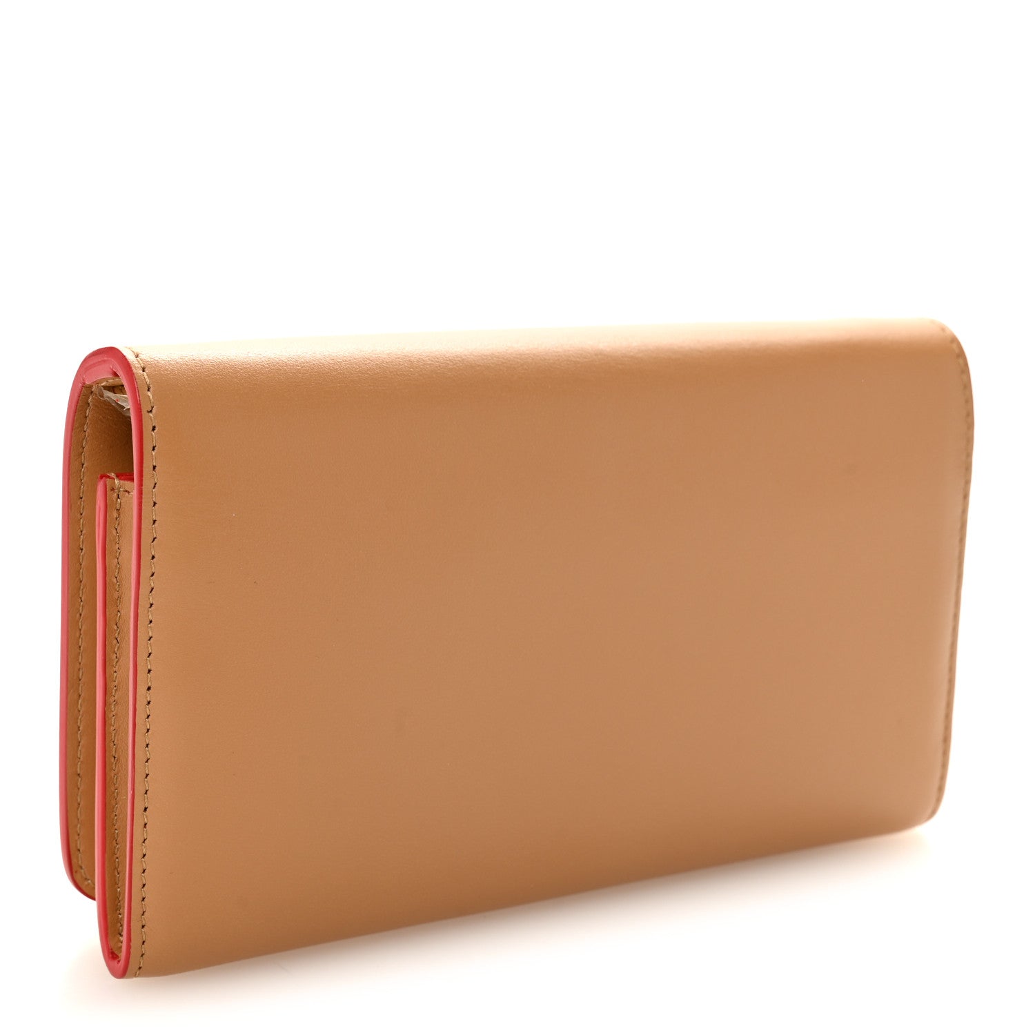 Calfskin Macaron Spiked Flap Wallet Cannelle