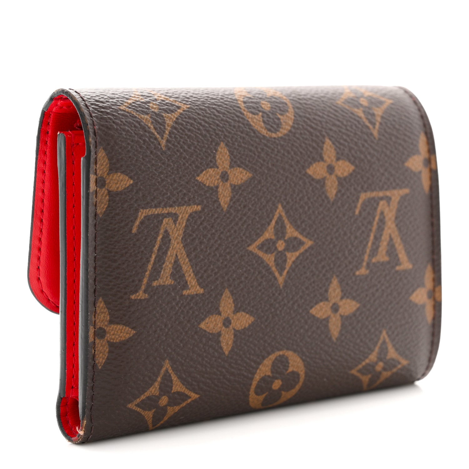 Monogram Flower Lock Compact Wallet Coquelicot