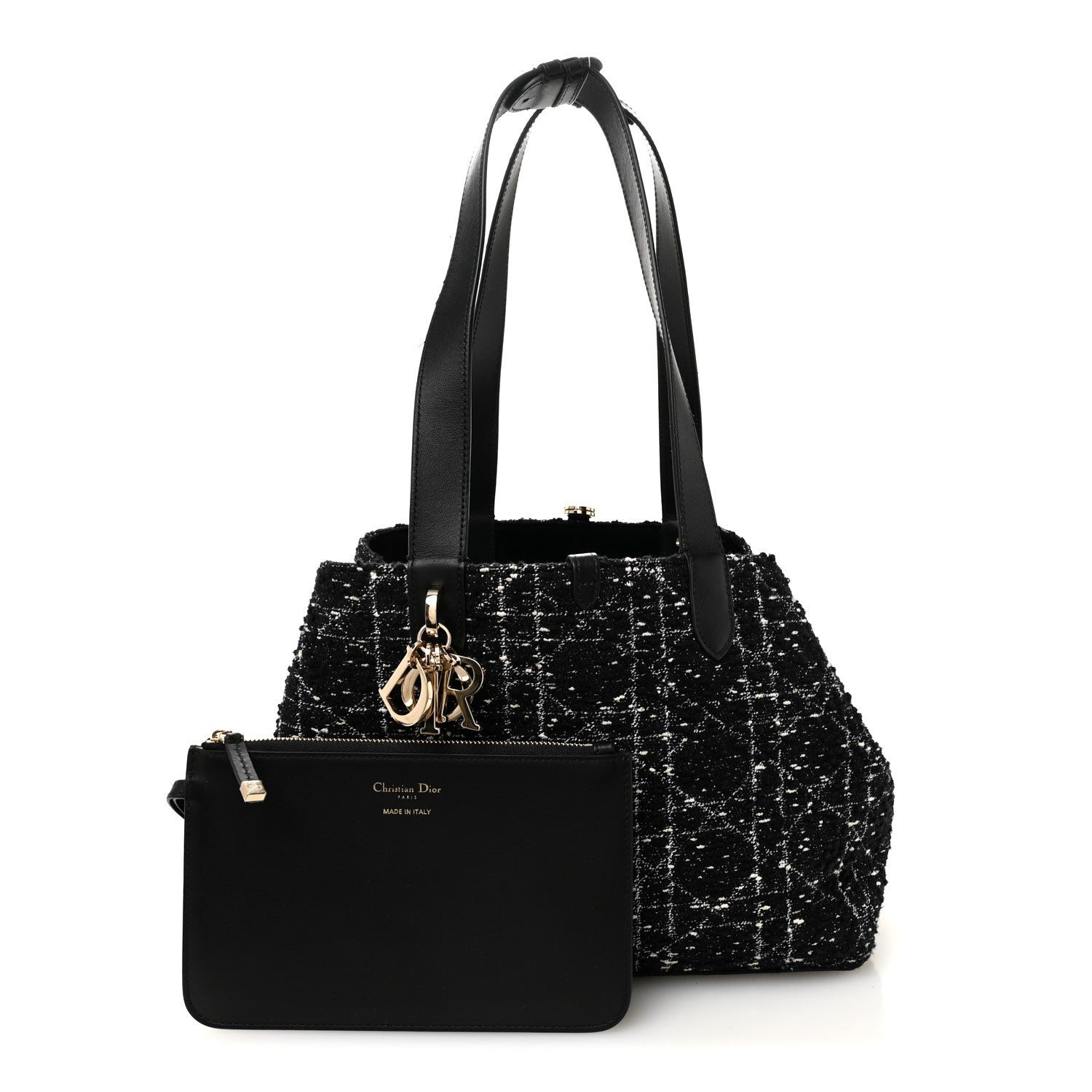 Calfskin Tweed Cannage Medium Toujours  Black White