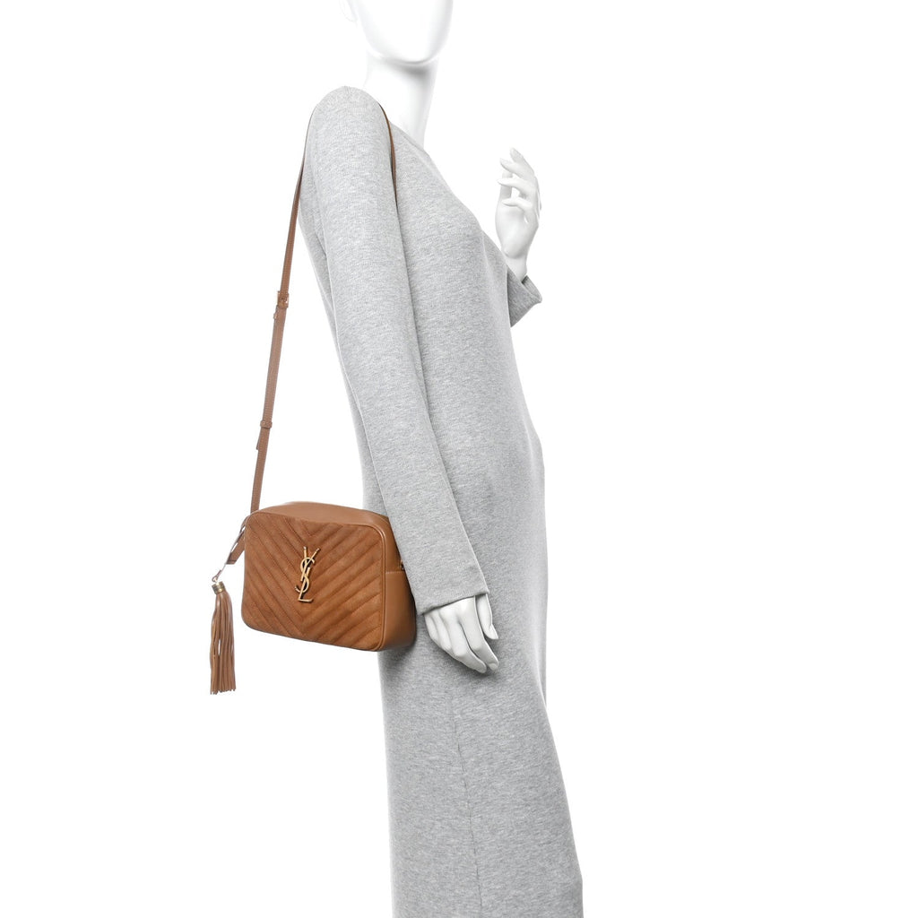 Suede Matelasse Monogram Lou Camera Bag Cinnamon