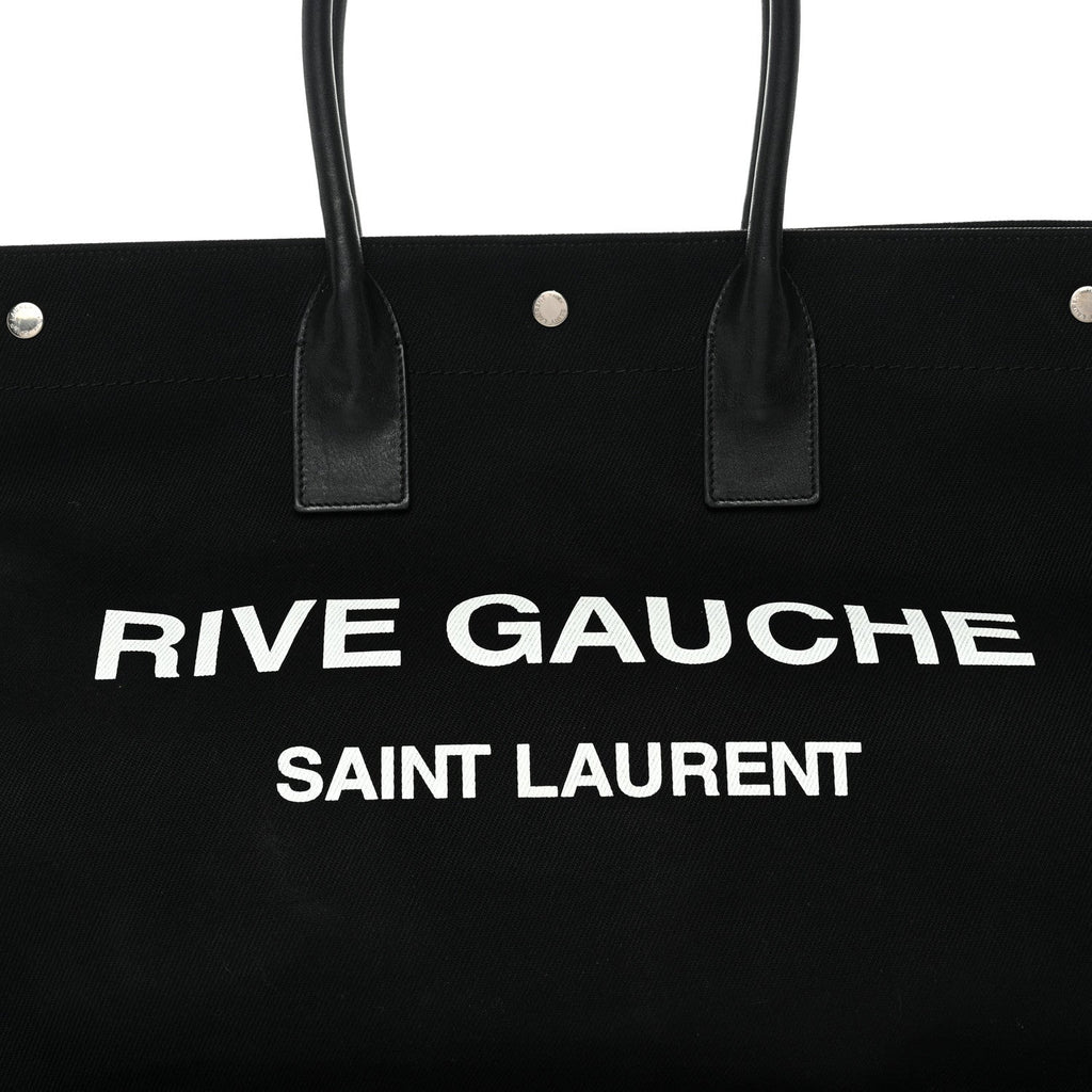 Linen Calfskin Rive Gauche Tote Black
