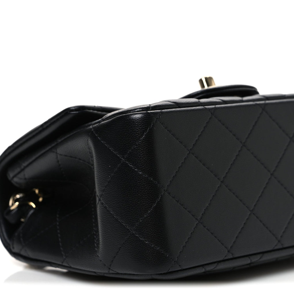 Lambskin Quilted Mini Square Flap Black