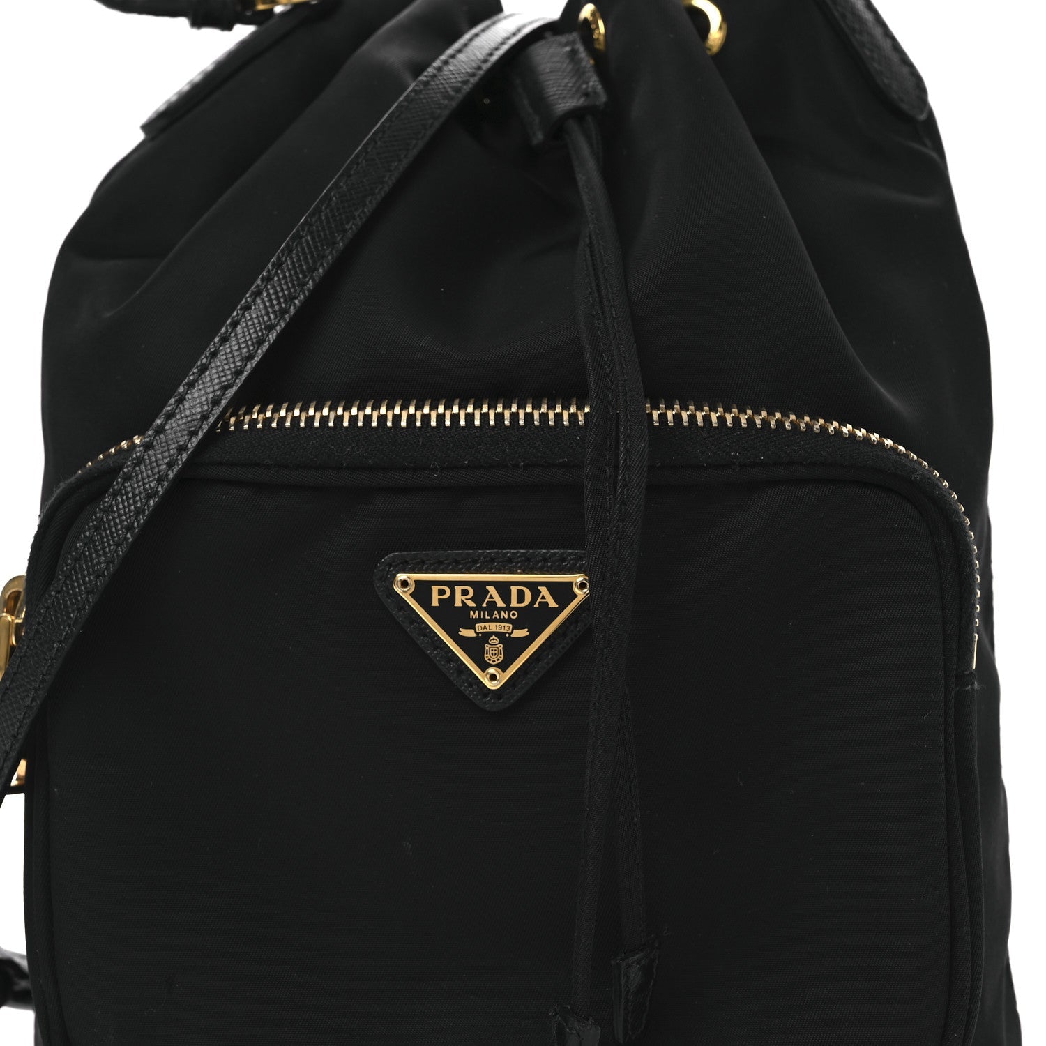 Saffiano Tessuto Nylon Mini Bucket Crossbody Bag Black