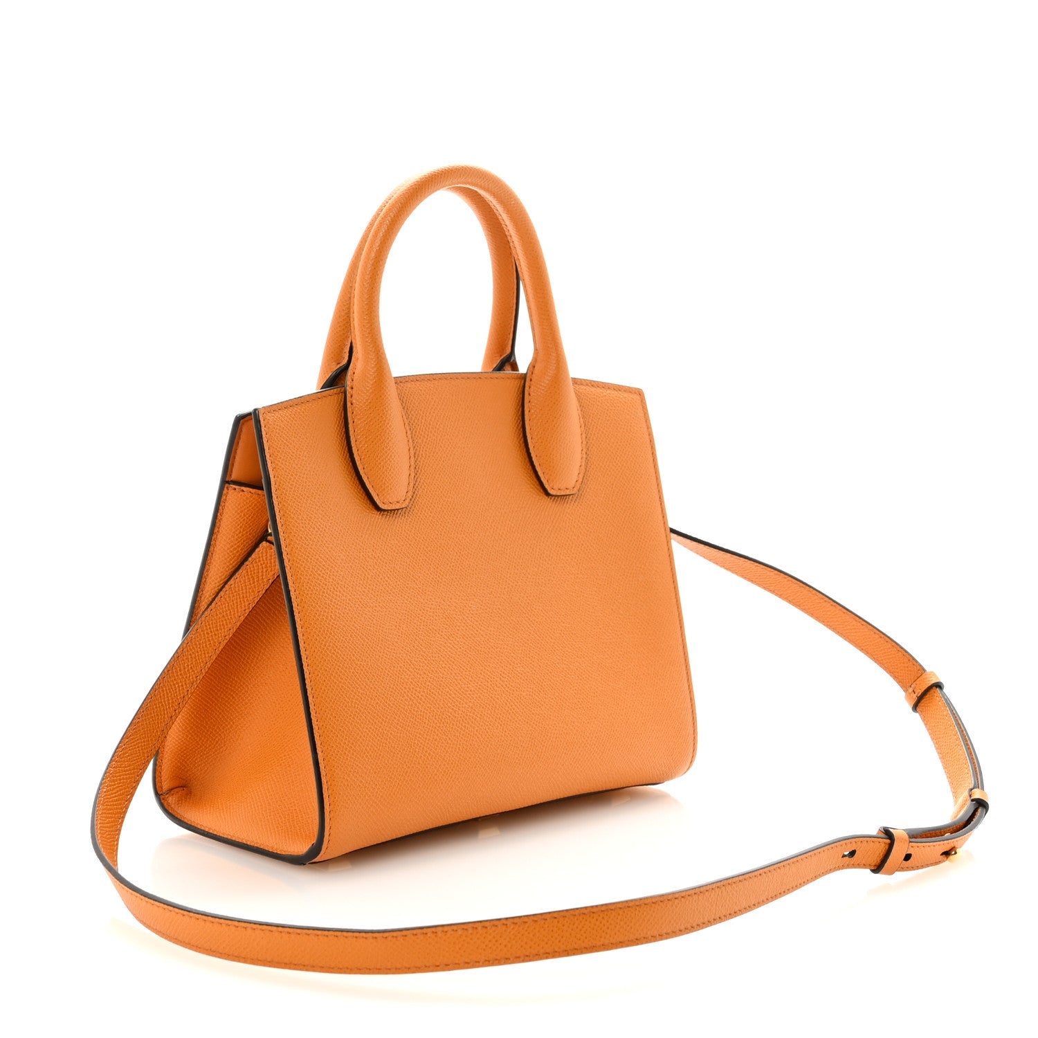 Hammered Calfskin Small The Studio Box Bag  Olivello