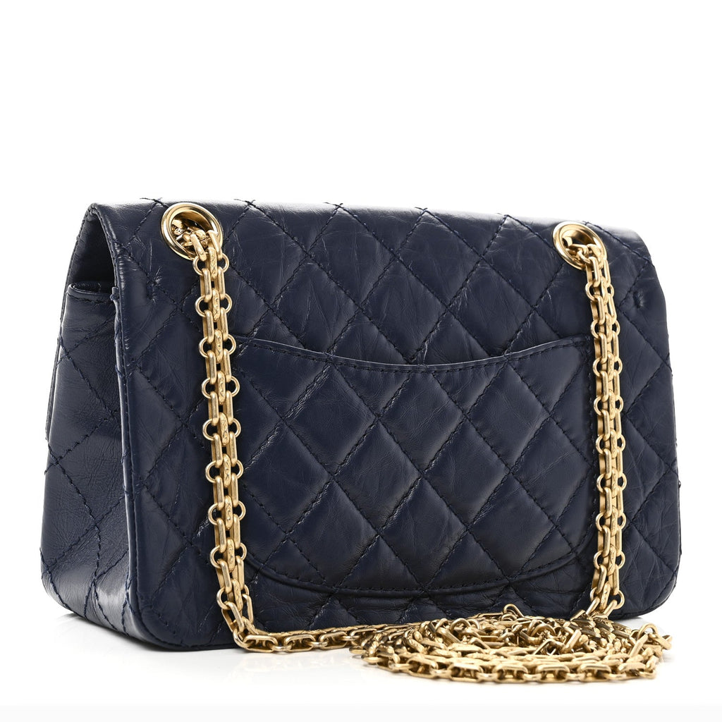 Aged Calfskin Quilted 2.55 Reissue Mini Flap Navy