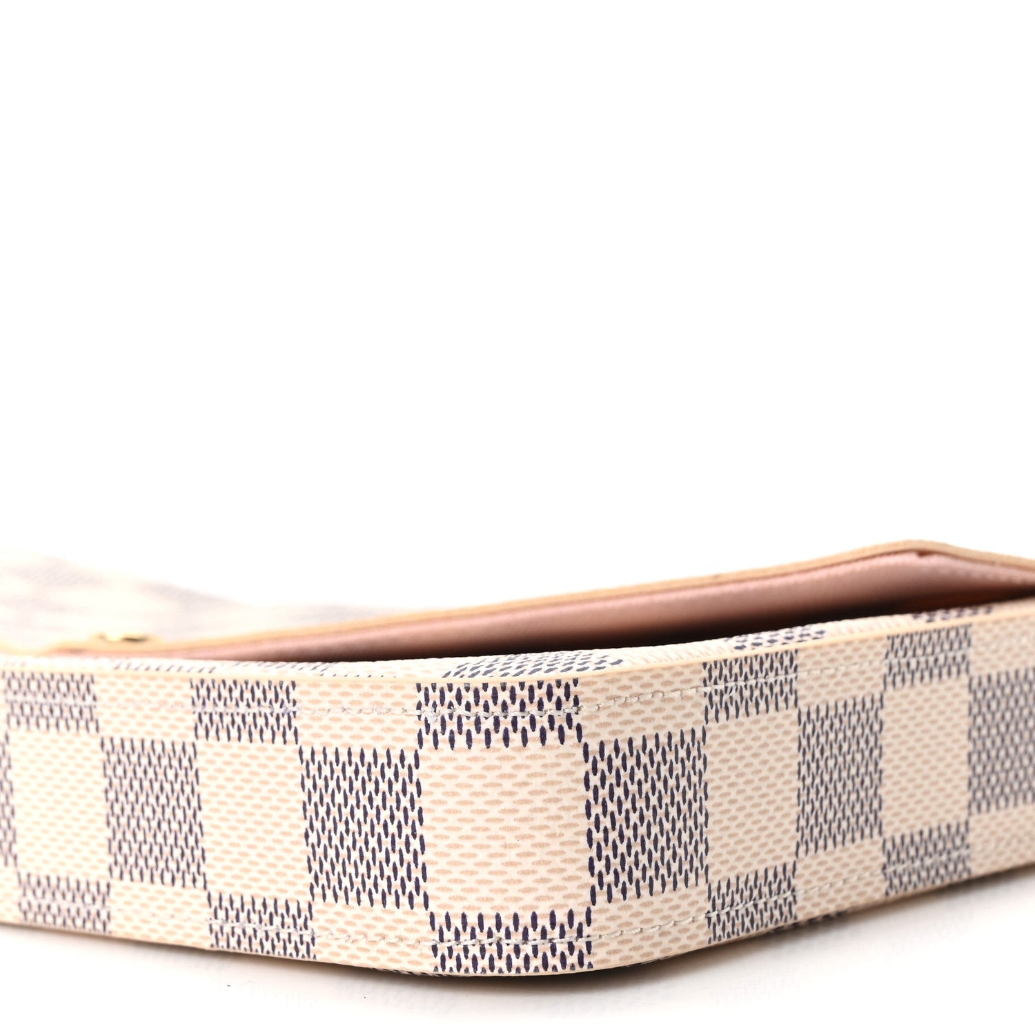 Damier Azur Pochette Felicie Chain Wallet Rose Ballerine