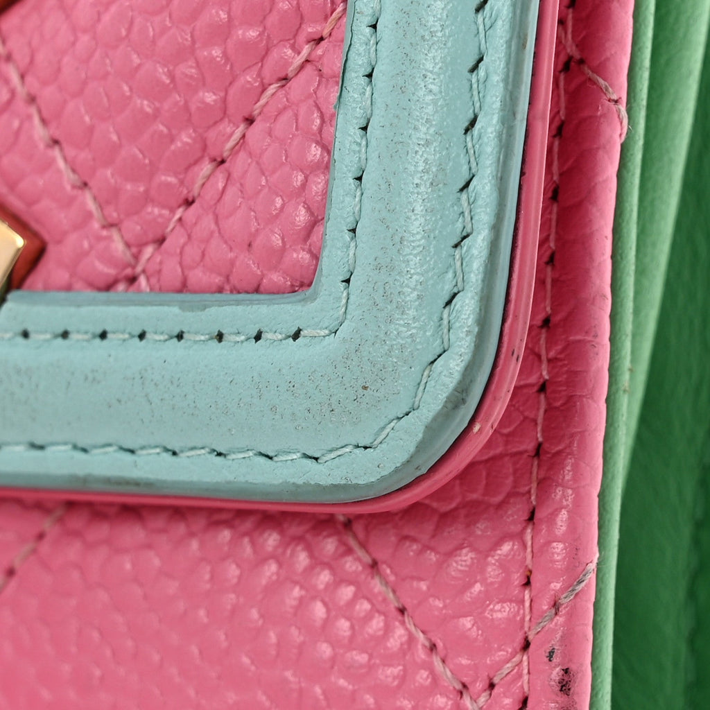 Caviar Quilted Filigree Flap  Holder Pink Blue Green