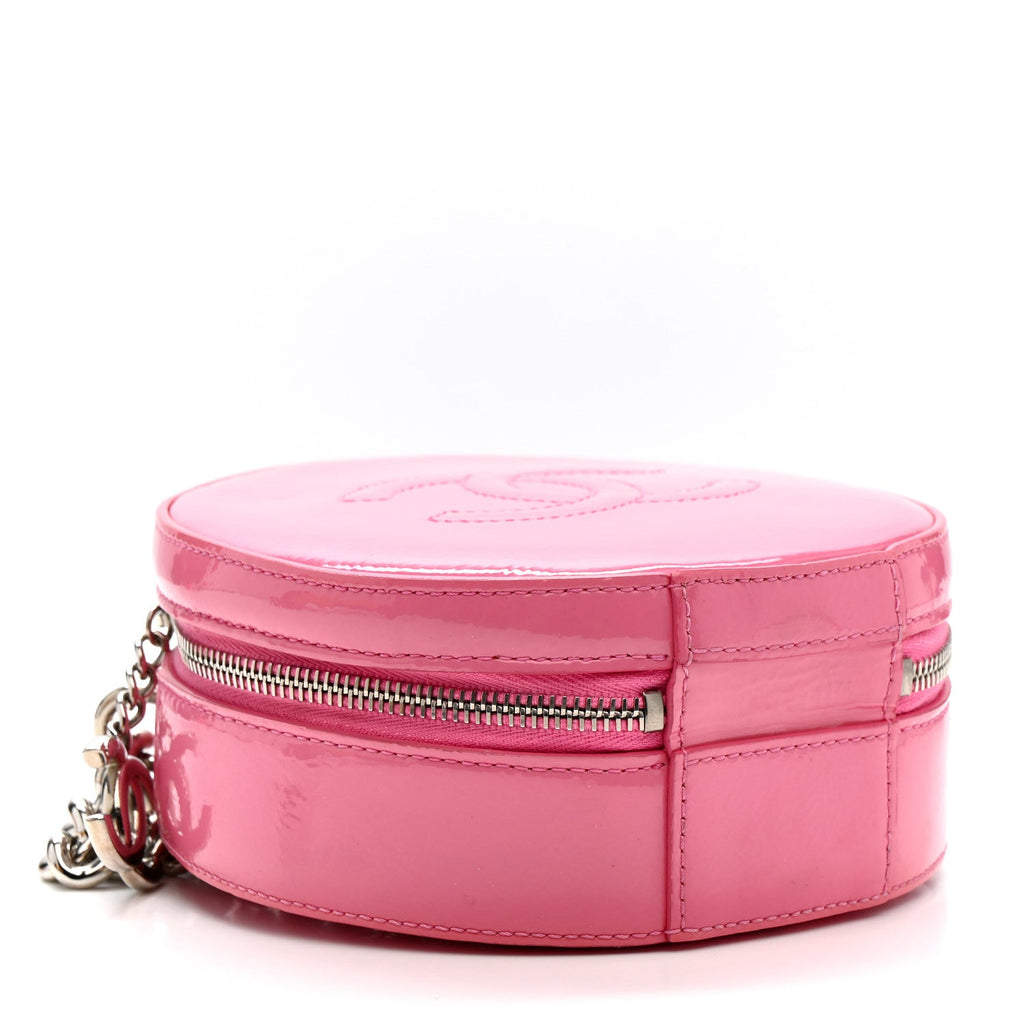 Patent Round As Earth Evening Bag Pink