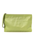 Vitello Large Rockstud Zip Wristlet Pouch Pop Apple