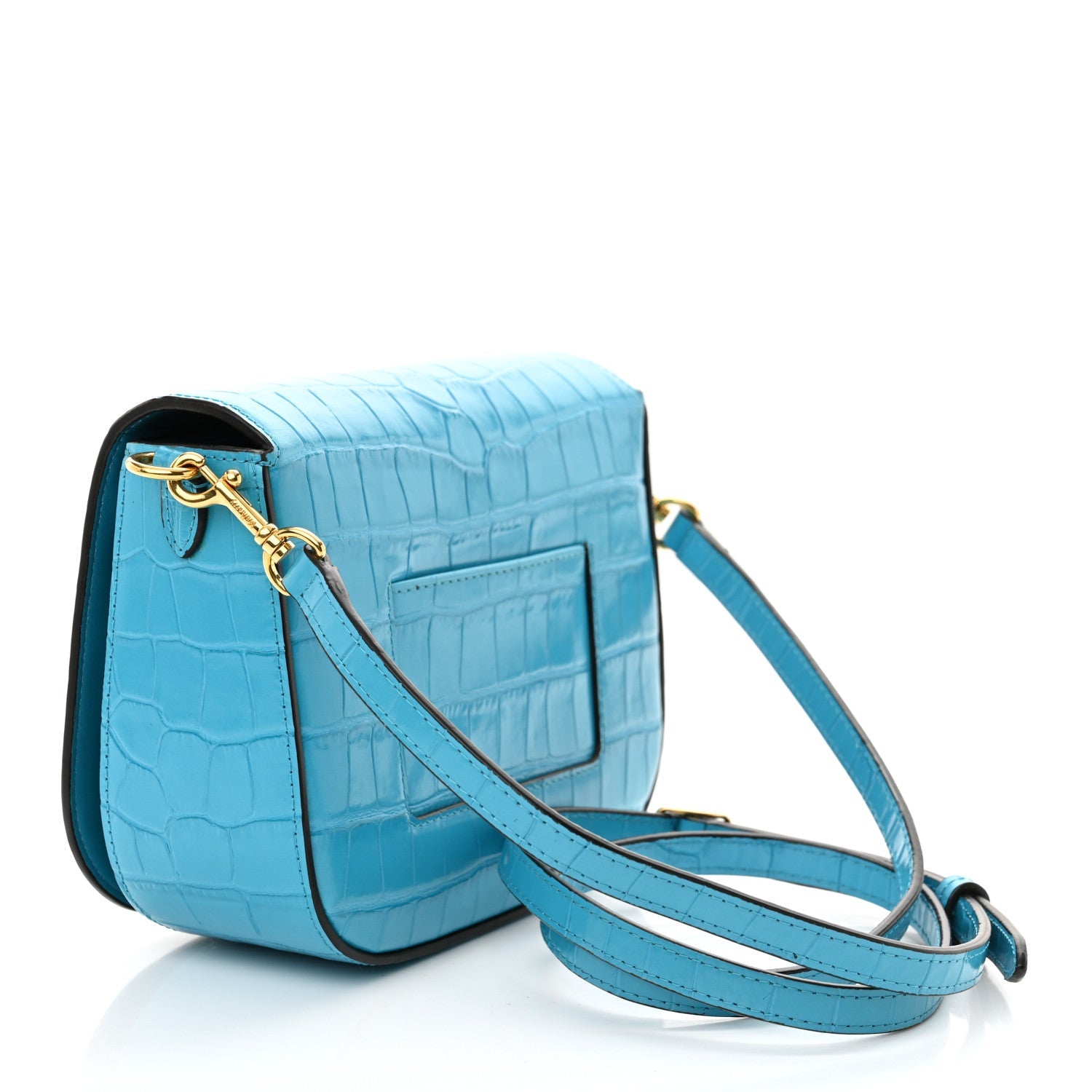 Deep Calfskin Crocodile Embossed Small Darley Azure