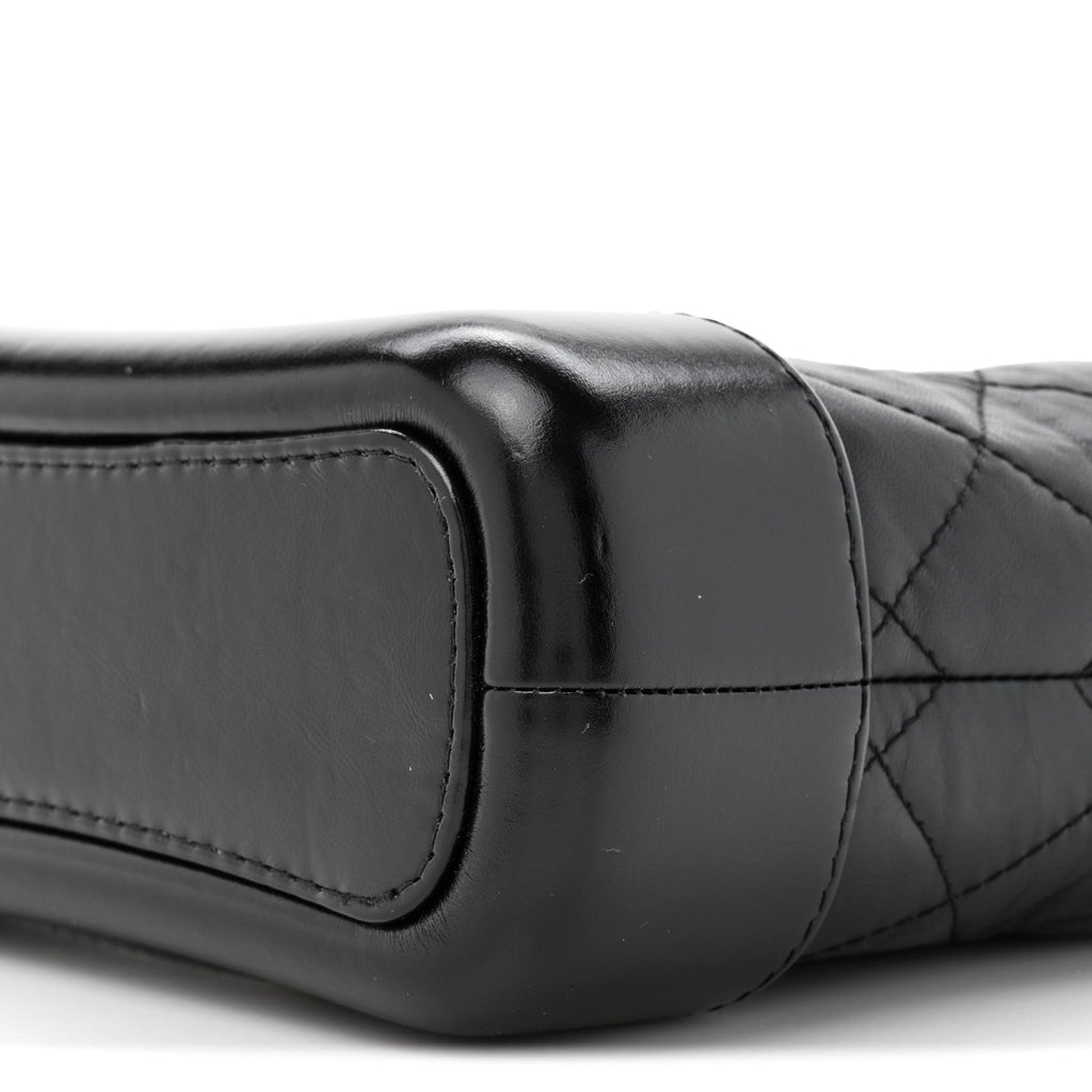 Aged Calfskin Quilted Small Gabrielle Hobo Black