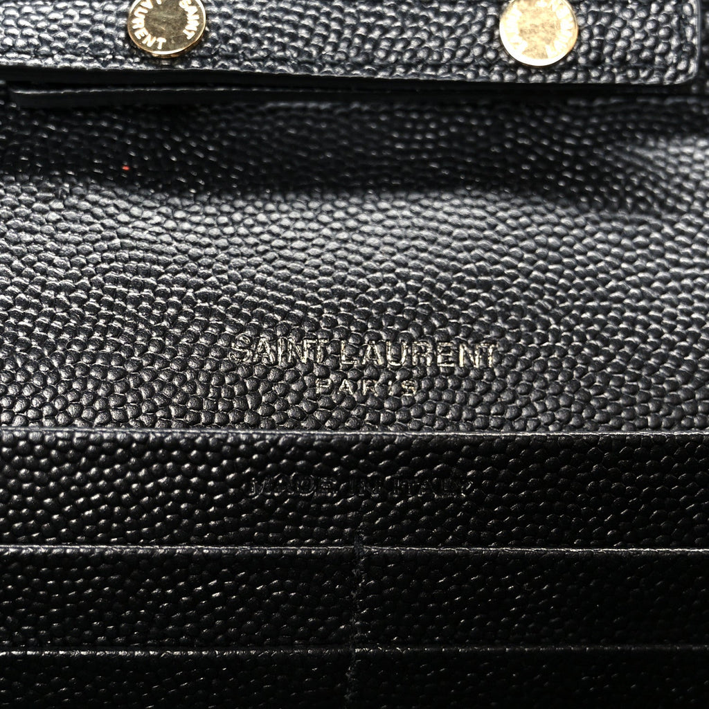 Grain De Poudre Mixed Matelasse Triquilt Monogram Chain Wallet Black