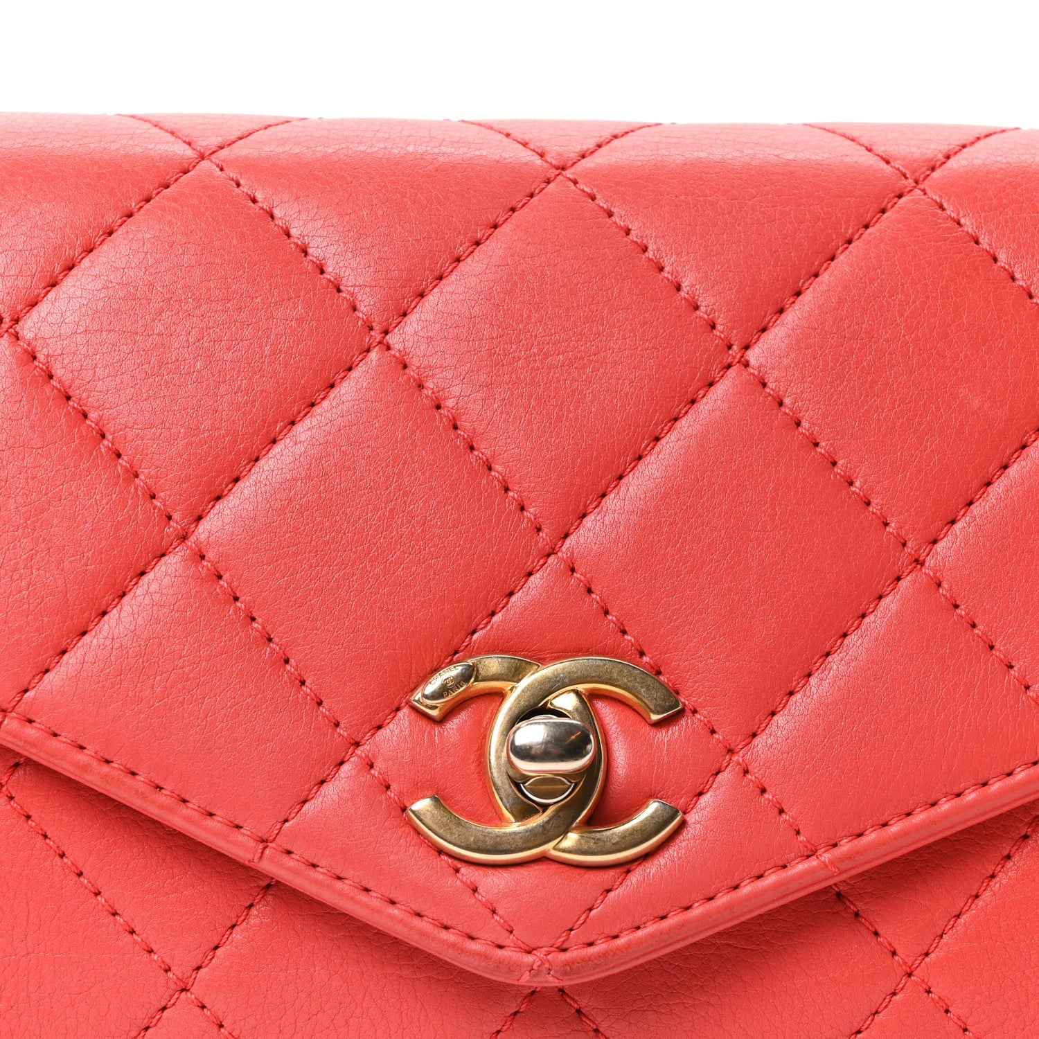 Calfskin Quilted Flap Waist Bag Red