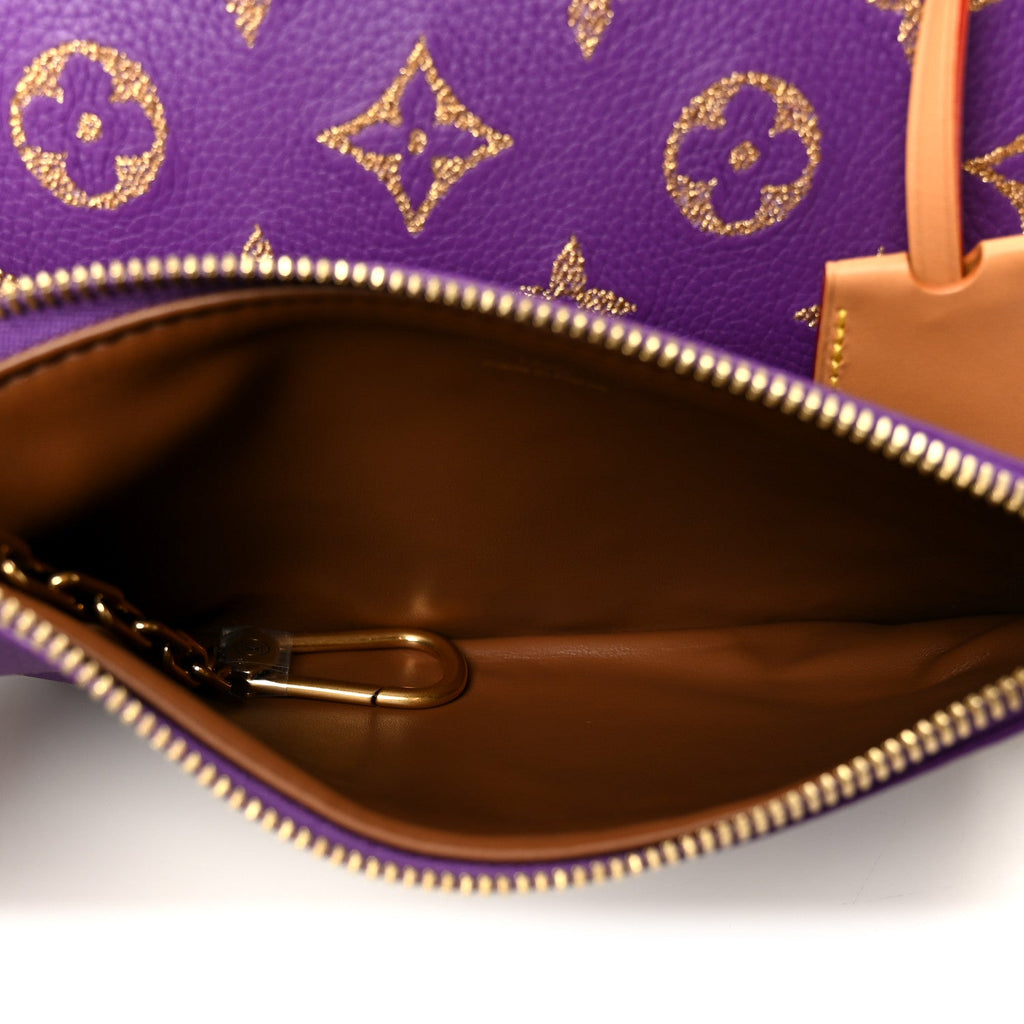 Calfskin Embroidered Monogram Speedy P9 Bandouliere 30 Golden Lotus Purple