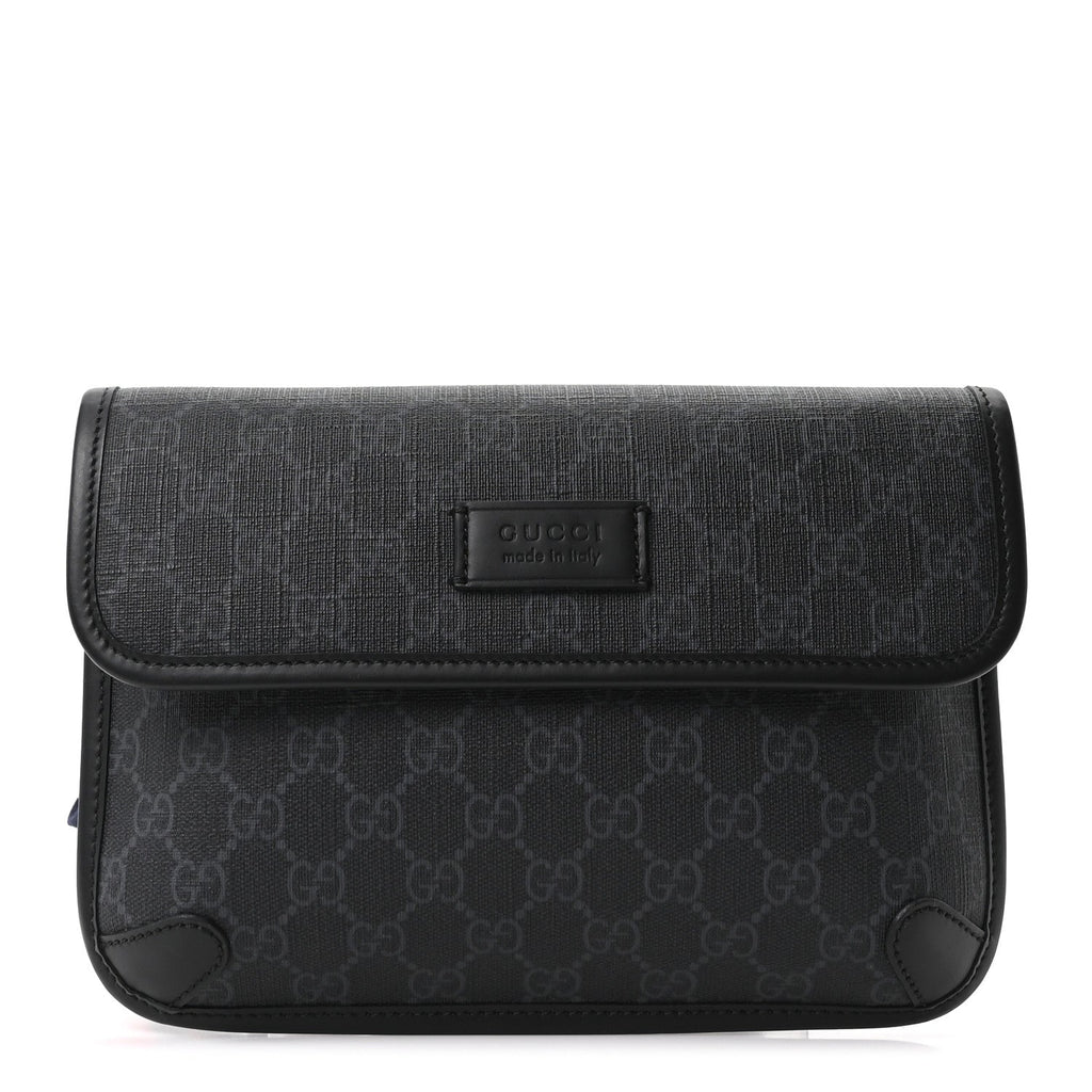 GG Supreme Monogram Web Slim Belt Bag Black Grey