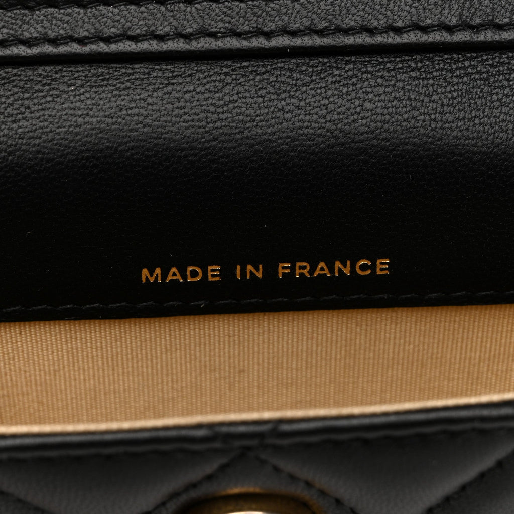 Lambskin Quilted Pearl Crush Clutch With Chain Black