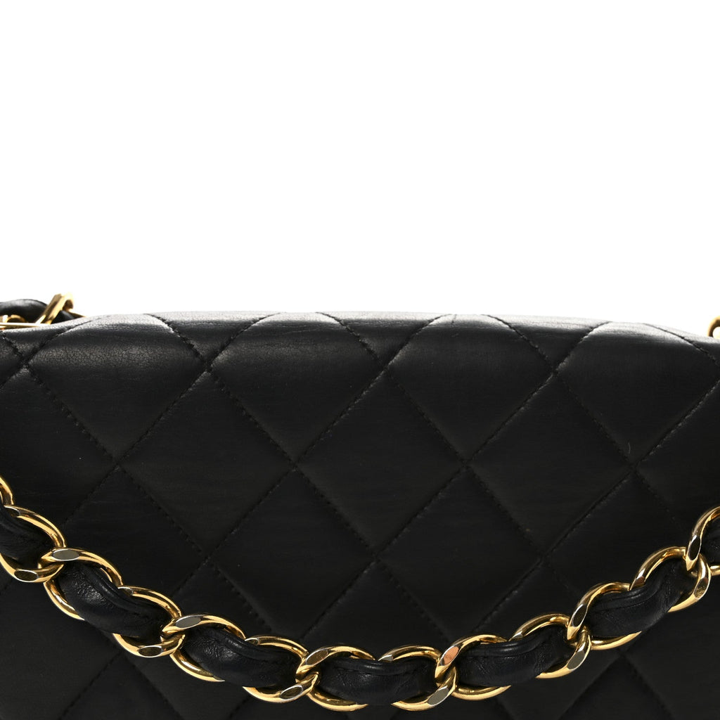 Lambskin Quilted XL Jumbo Single Flap Black