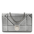 Metallic Patent Micro-Cannage Diorama Wallet on Chain Pouch Silver