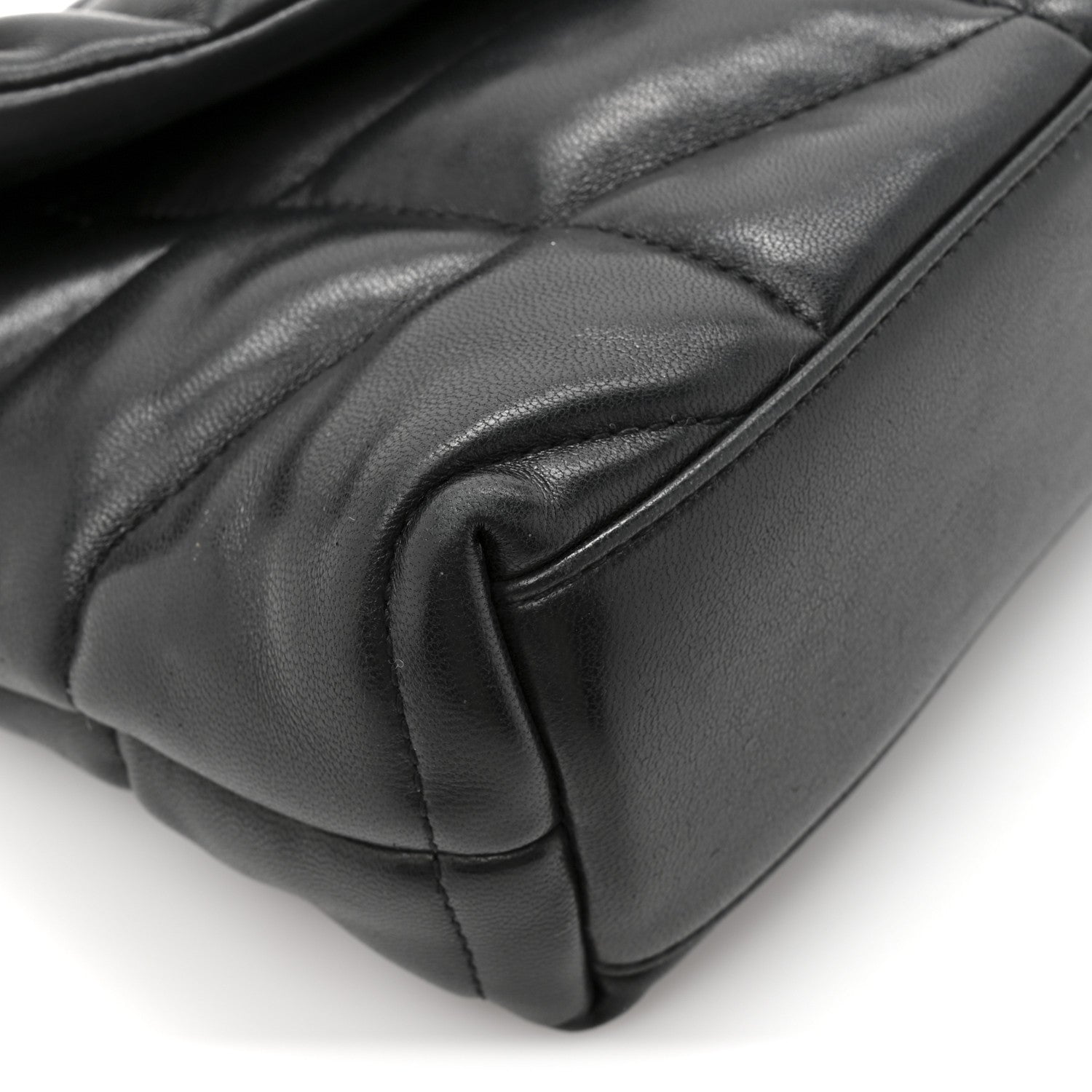 Lambskin Quilted Toy Loulou Puffer Monogram Chain Satchel Black