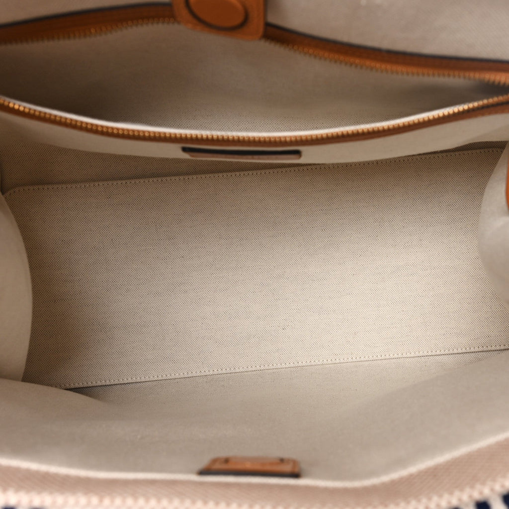 Jacquard Canvas Vlogo Antibes Shopping Bag Natural Multicolor
