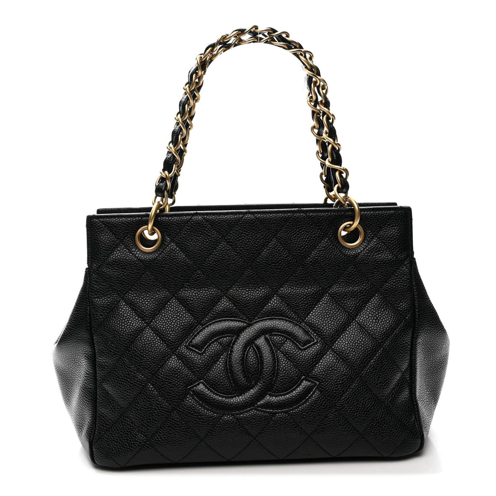 Caviar Quilted Petit Timeless Tote PTT Black